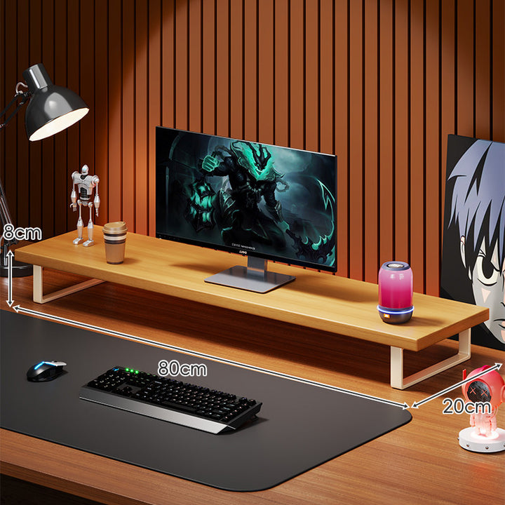 Massivholz-Monitorständer mit minimalistischem U-Rahmen aus Metallbeinen
