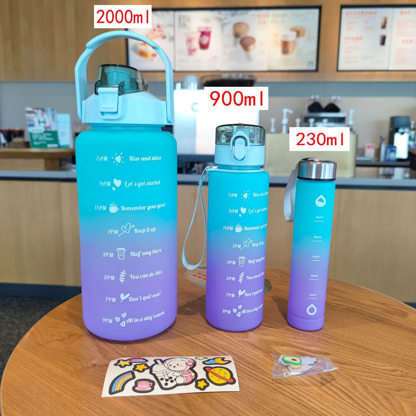 Damen Motivierende Trinkflasche mit Zeitmarkierungen Karnz