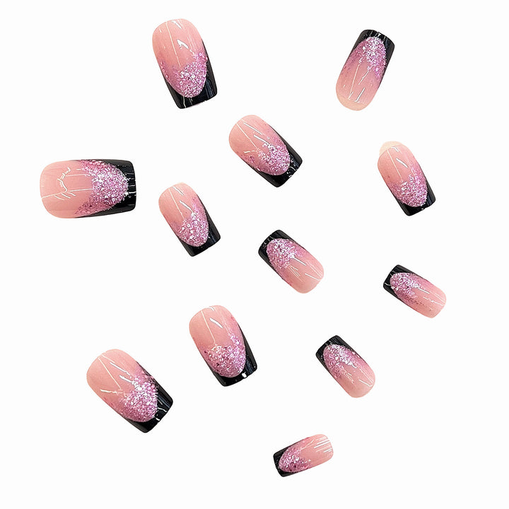 Glitzernde Tipp Press-On Nagelset Karnz