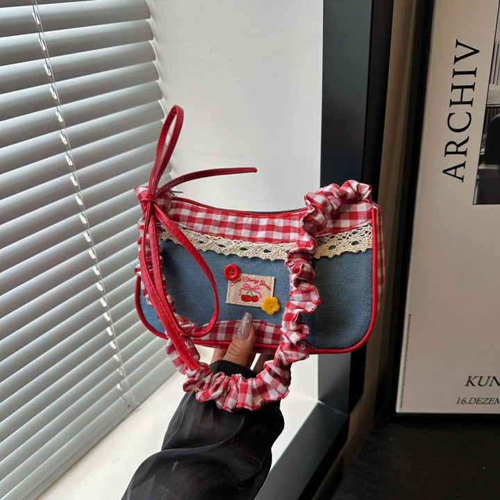 Retro Gingham Mini Umhängetasche Karnz