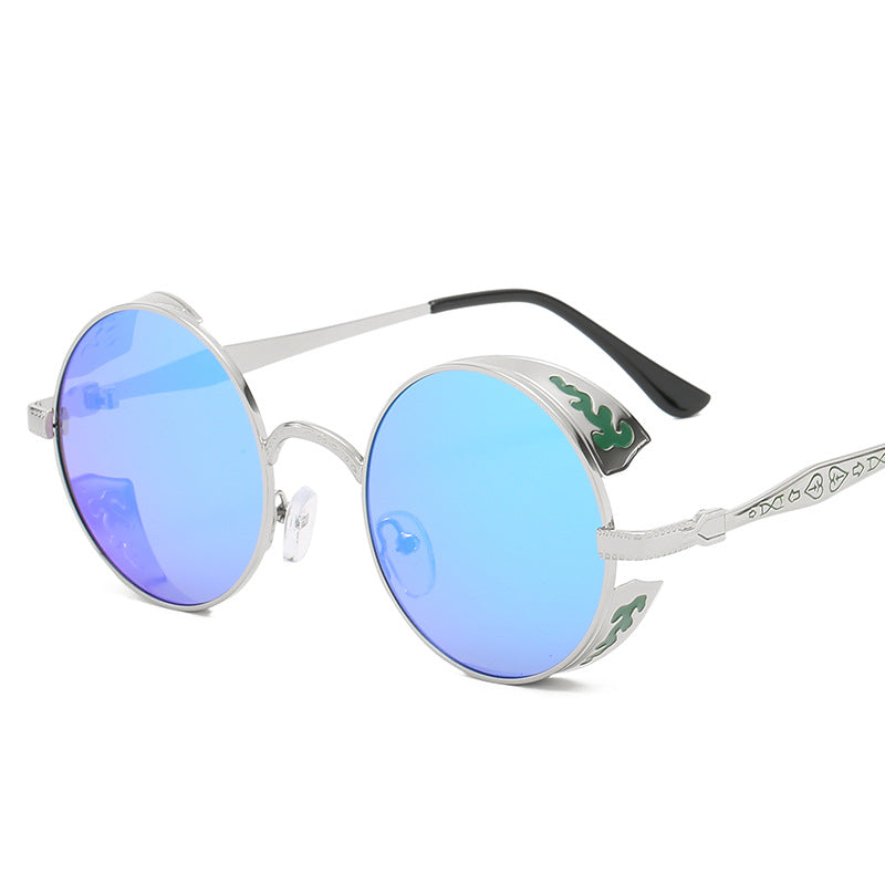 Damen runde Sonnenbrille mit luxuriösem Goldrahmen und dekorativen Elementen Karnz