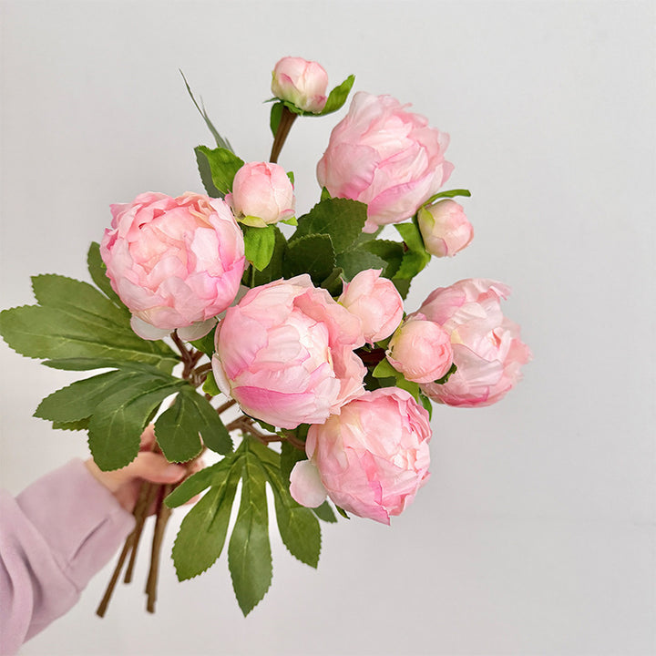 Künstlicher Pfingstrosenstrauß mit zarten Blüten und Blättern Karnz