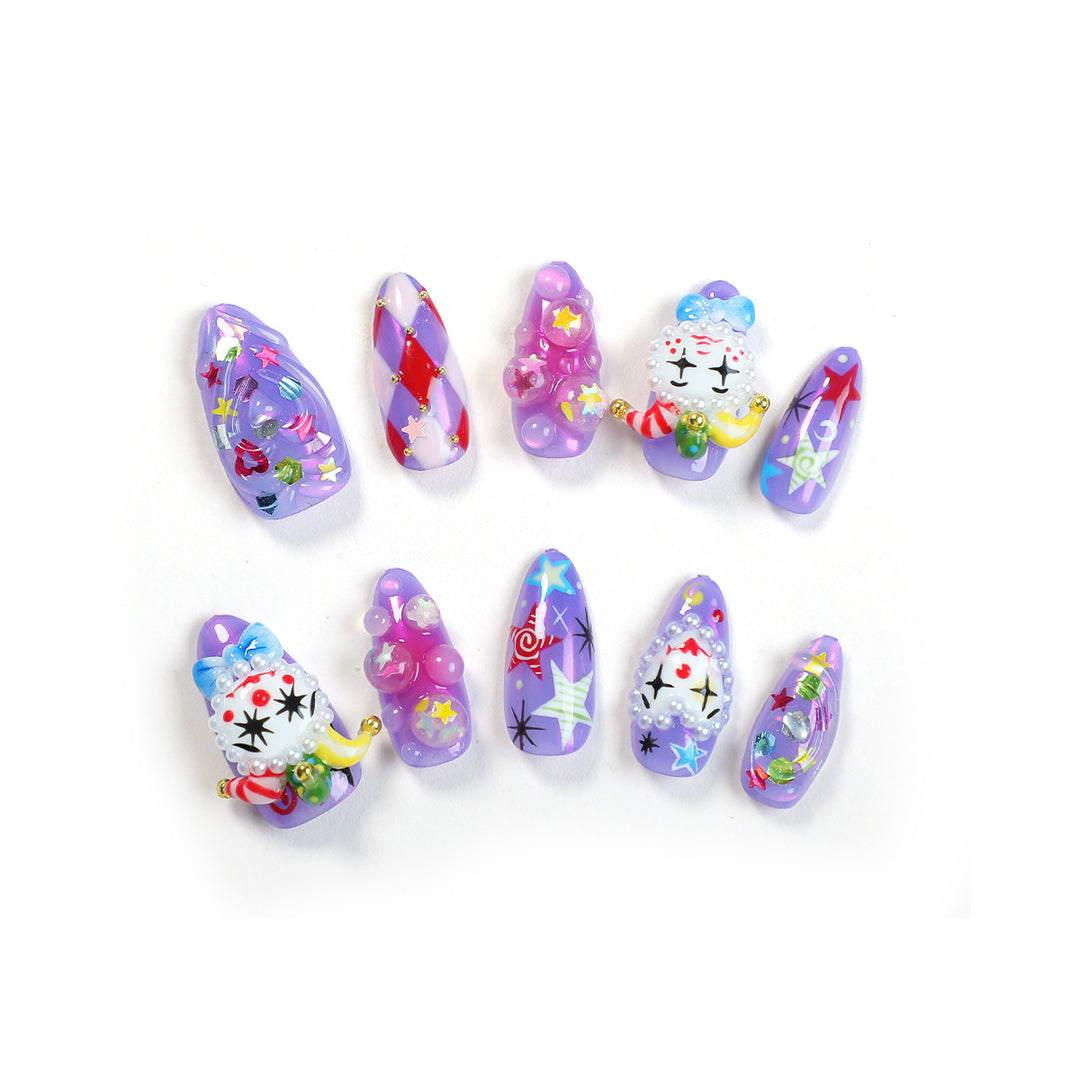 Kreatives Kunstnagelset mit verspielten Tiermotiven und Glitzerelementen Karnz