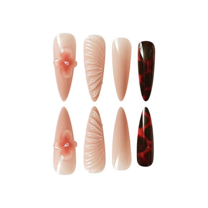 Premium Stiletto Press-On Nagelkunst Set Karnz