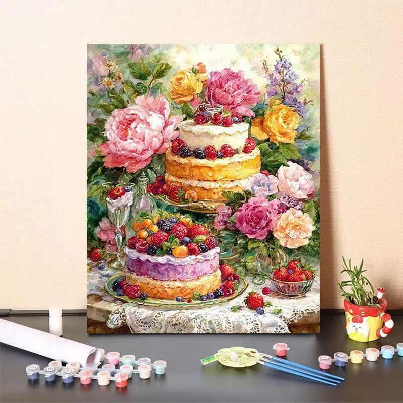 DIY Dessert-Themen Malen nach Zahlen Kunstset Karnz