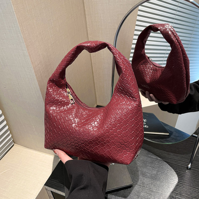Textured Faux Leder Hobo Tasche Karnz