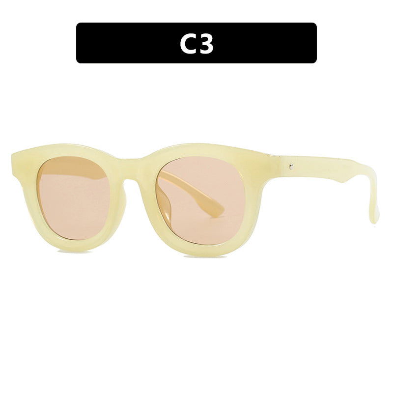 Damen stilvolle runde Sonnenbrille mit robustem Rahmen und schützendem UV-Filter Karnz