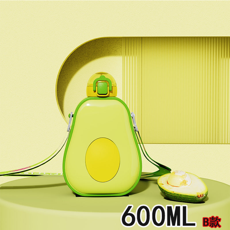 Damen Avocado Trinkflasche mit auslaufsicherem Verschluss und integriertem Tragegurt Karnz