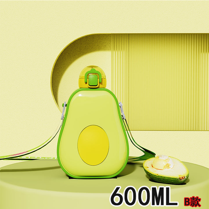 Damen Avocado Trinkflasche mit auslaufsicherem Verschluss und integriertem Tragegurt Karnz