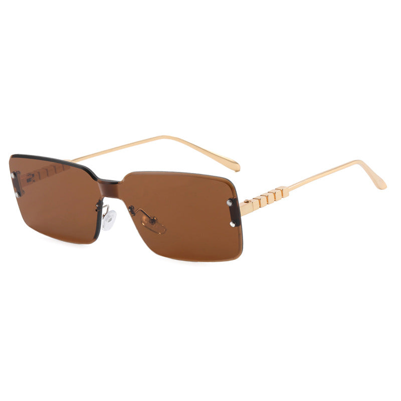 Damen moderne rechteckige Sonnenbrille mit stilvollem Metallrahmen Karnz