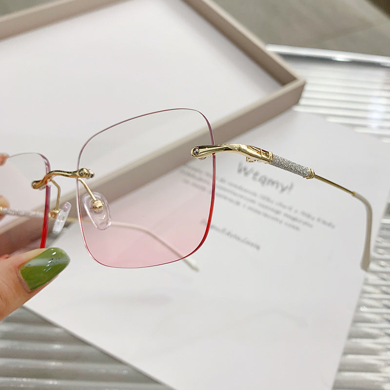 Damen elegante quadratische Sonnenbrille mit funkelnden Akzenten Karnz