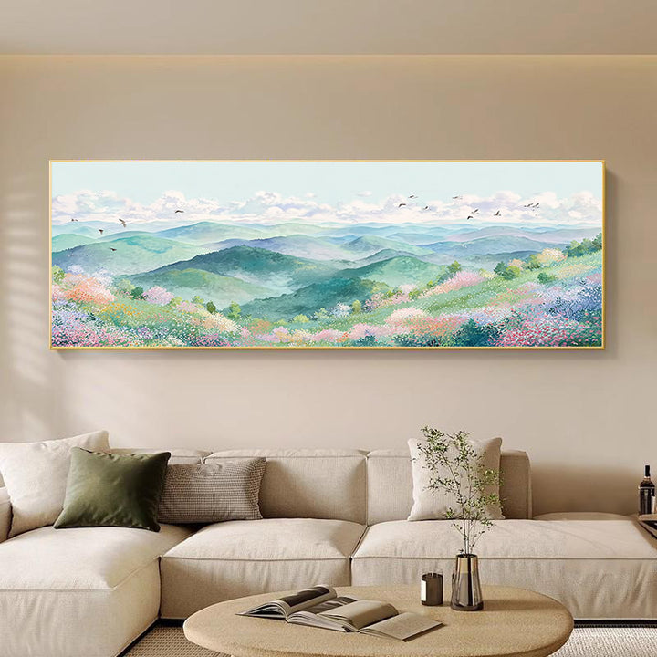 Landschaft mit Bergblick Leinwandkunstwerk