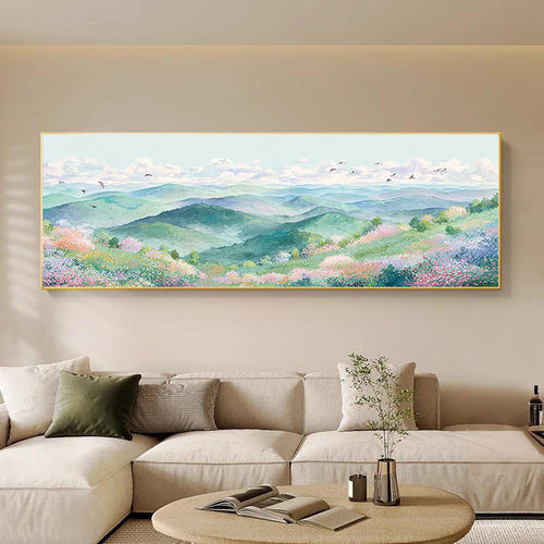 Landschaft mit Bergblick Leinwandkunstwerk