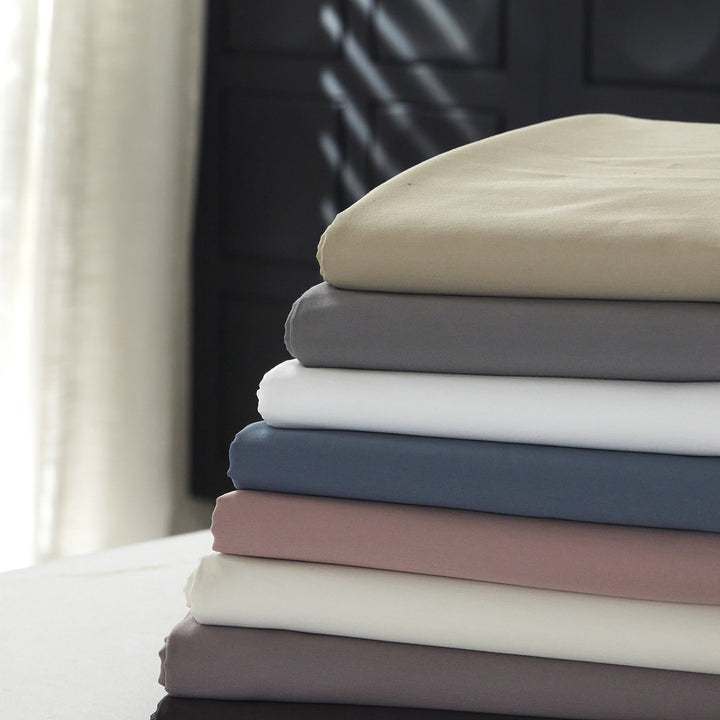 Glatte Baumwoll-Satin Bettlaken und Oxford-Kissenbezug Set Hotel-Stil Seidiger Finish