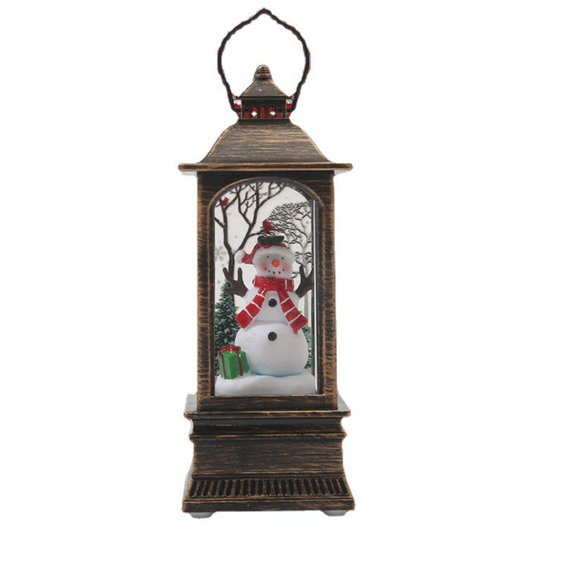 Nostalgische Weihnachtslaterne mit leuchtendem Schneemann Karnz