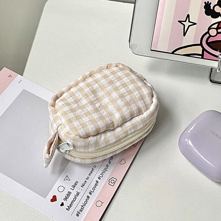 Handgefertigte Kosmetiktasche Im Gingham-Design Karnz