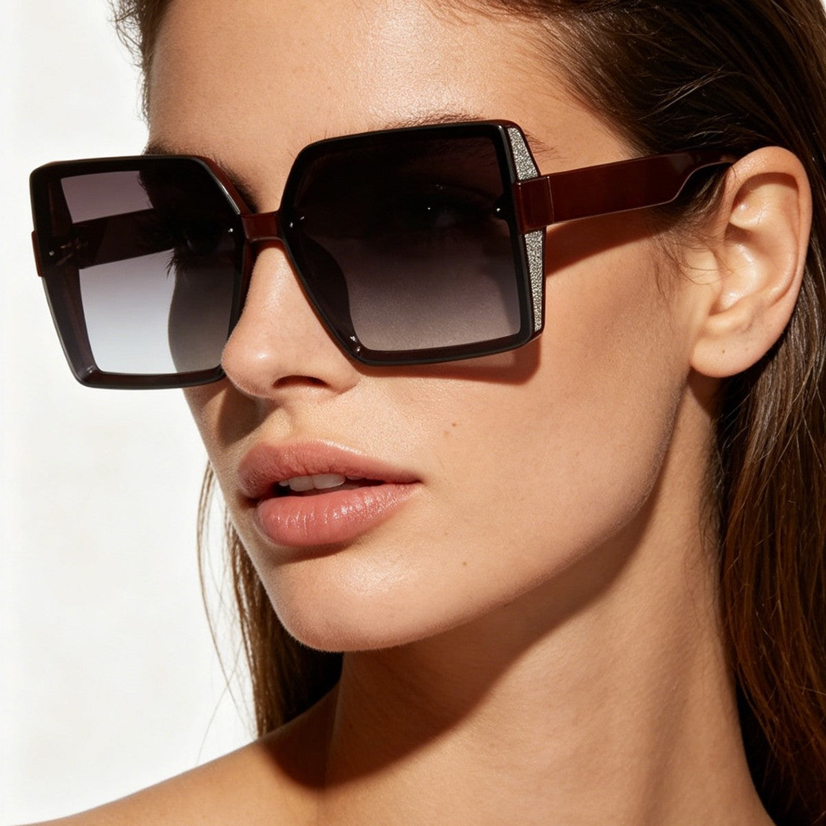 Damen modische Sonnenbrille im extravaganten quadratischen Design Karnz