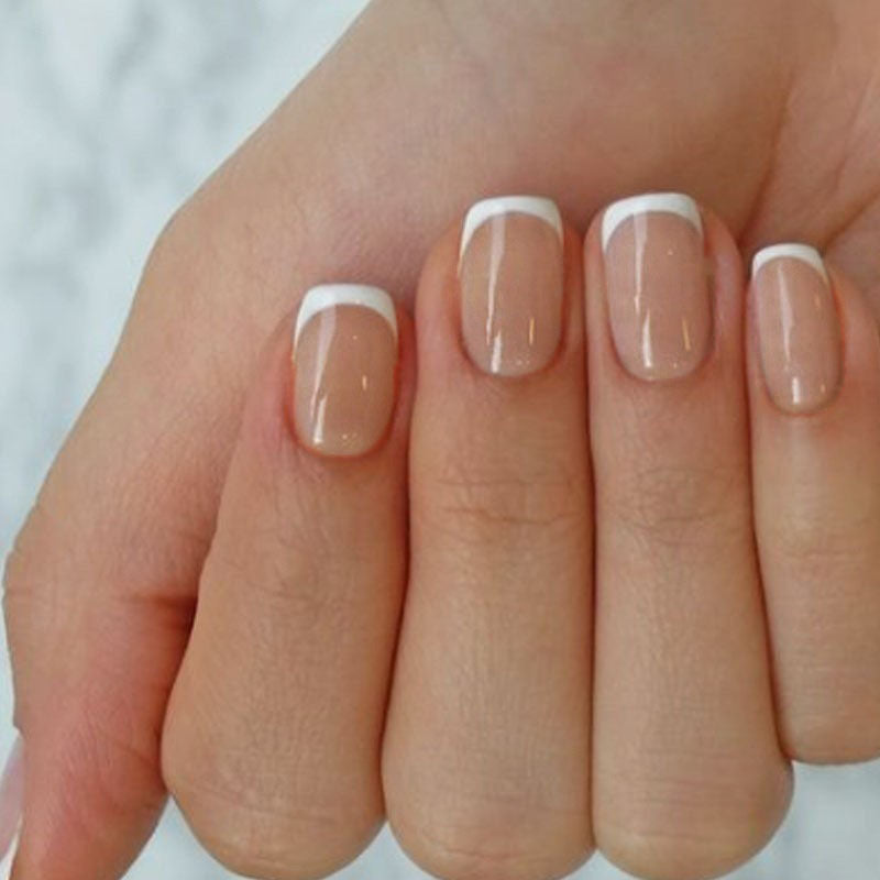 Elegante French Tip Drucknägel Set Karnz