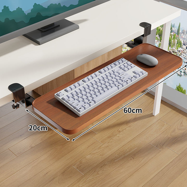 Unter-Desk Herausziehbare Tastaturablage mit Klemmbefestigung und ergonomischer Holzplatte