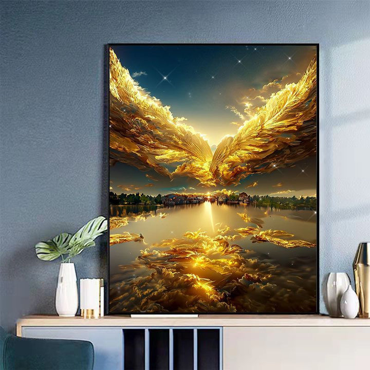 Majestätische Goldene Phoenix Leinwandkunst Karnz