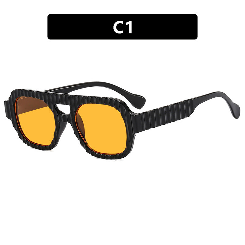Damen geometrische Sonnenbrille mit raffiniertem Strukturdesign Karnz