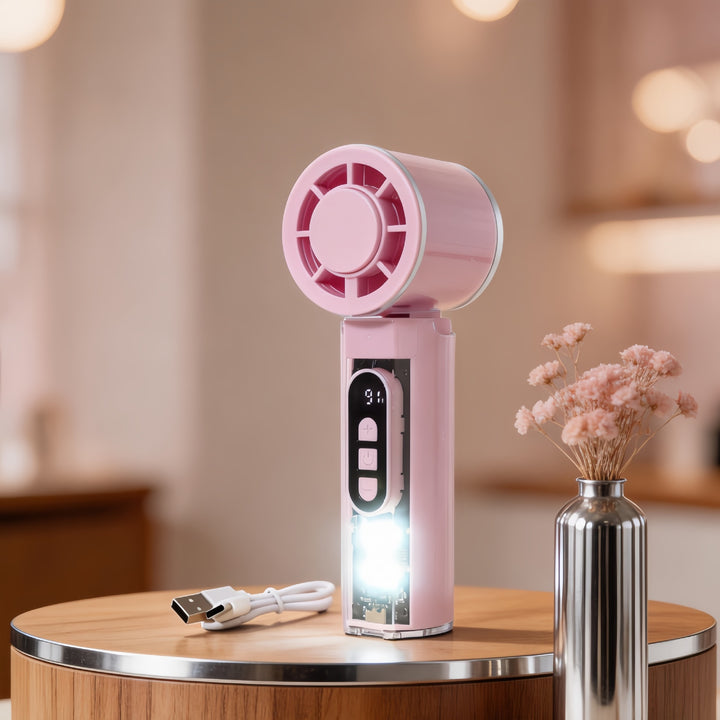 Damen Tragbarer Mini-Ventilator mit LED-Anzeige und USB-Ladefunktion Karnz