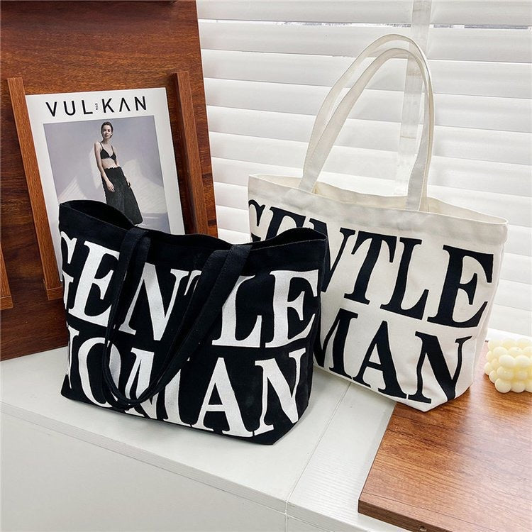 Modische Baumwolltasche mit Auffälligem Schriftzug Karnz