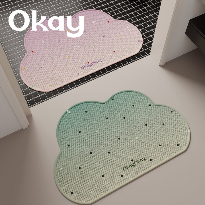 Cloud-Shaped Plush Microfiber Absorbent Non-Slip Bath and Entry Rug