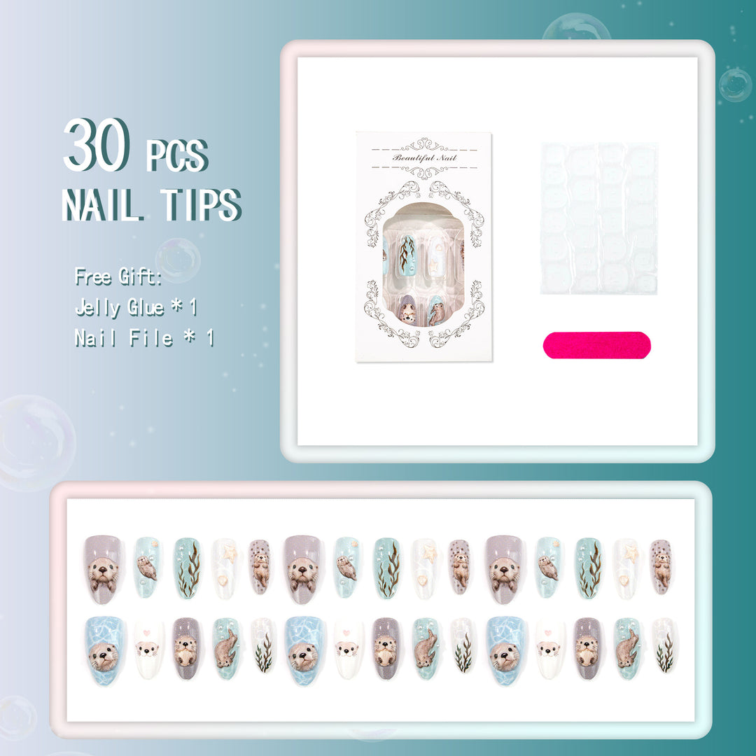 Marine Life-Themed Press-On Nail Set