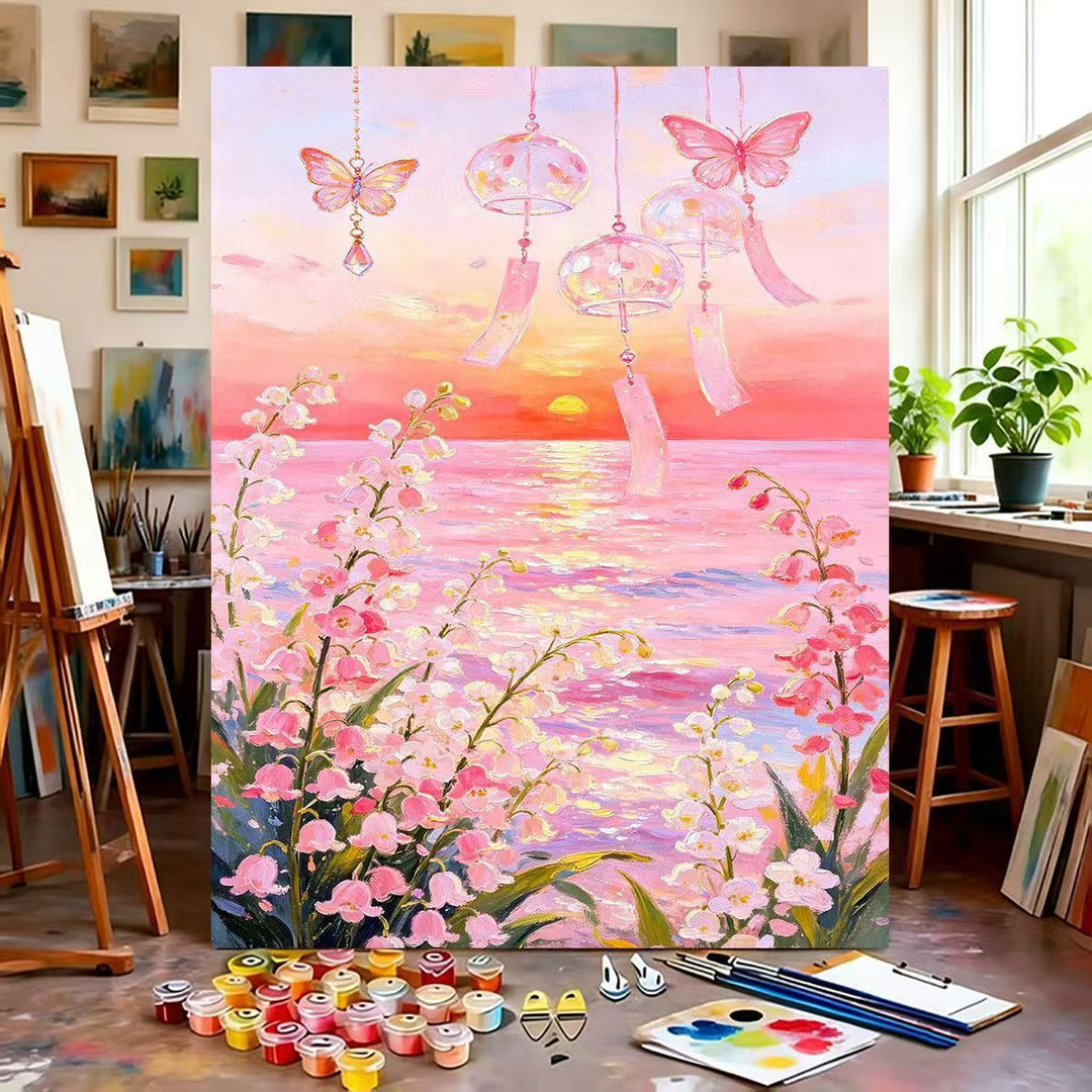Träumerisches Florales Leinwandmalset Karnz