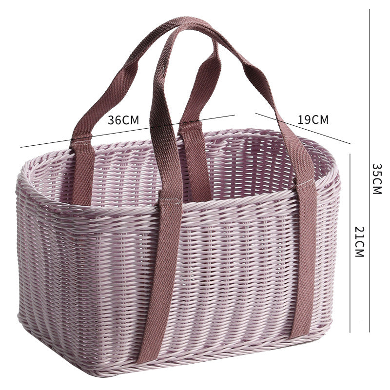 Unisex Robust geflochtener Einkaufskorb mit bequemen Stoffgriffen Karnz
