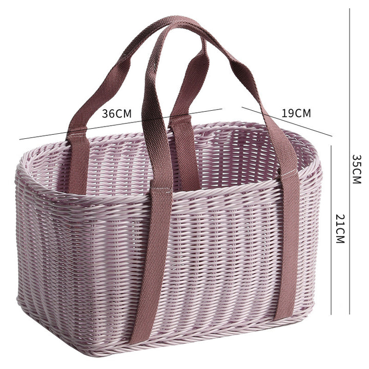 Unisex Robust geflochtener Einkaufskorb mit bequemen Stoffgriffen Karnz