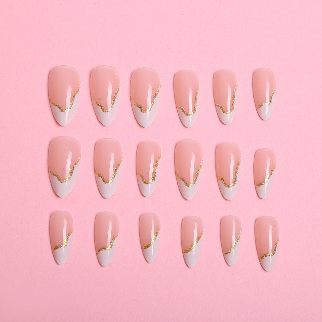 Blumen dekoriertes Press-On Nagelset Karnz
