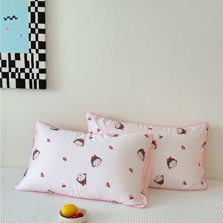 Kinder-Kissenbezug-Set aus Baumwollsatin mit Panda-Print und kariertem Design Karnz