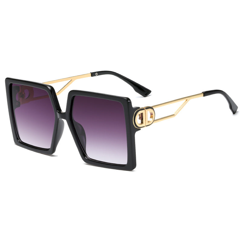 Damen oversized quadratische Sonnenbrille mit elegantem Metallgestell und polarisierenden Gläsern Karnz