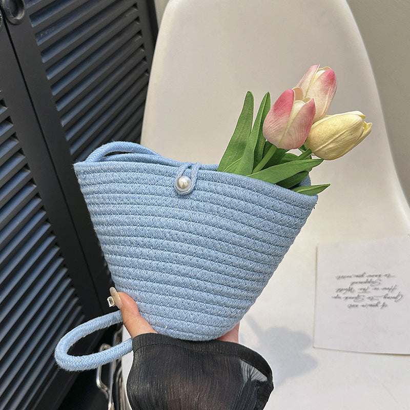 Woven Pearl Akzent Handtasche