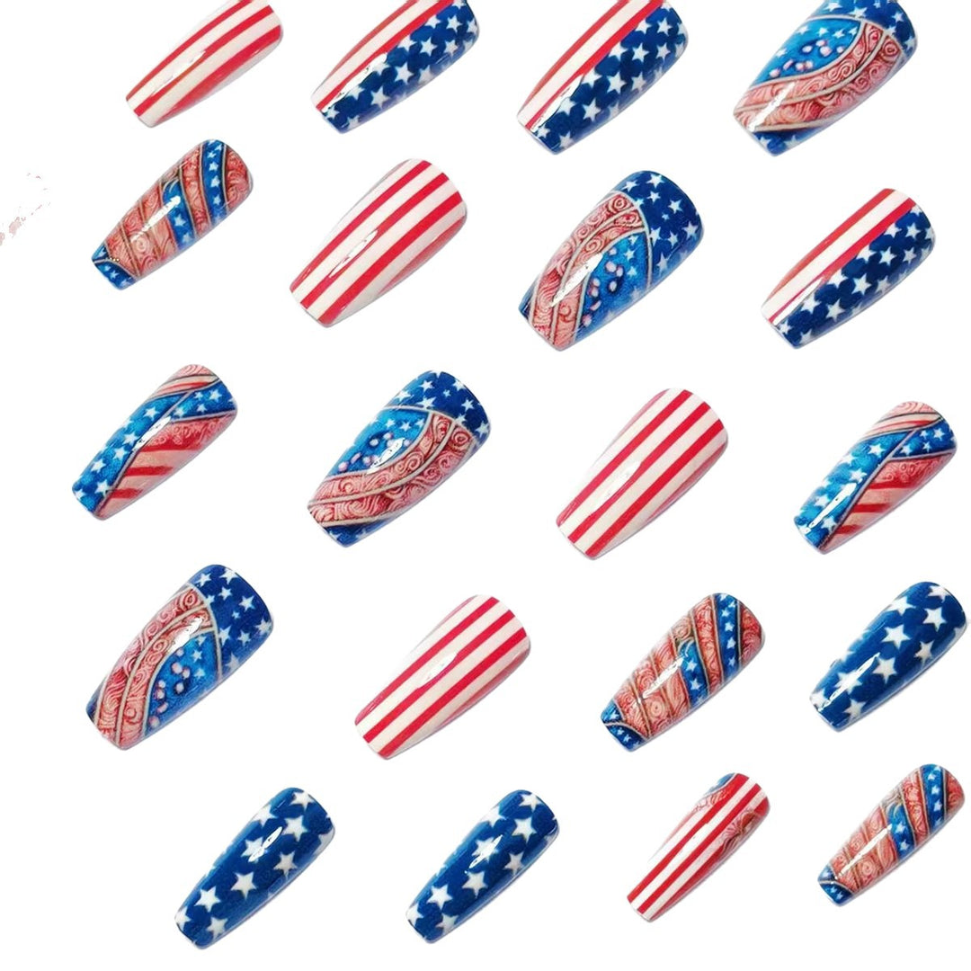 Kunstnägel mit Kreativen Patrioten-Motiven Karnz