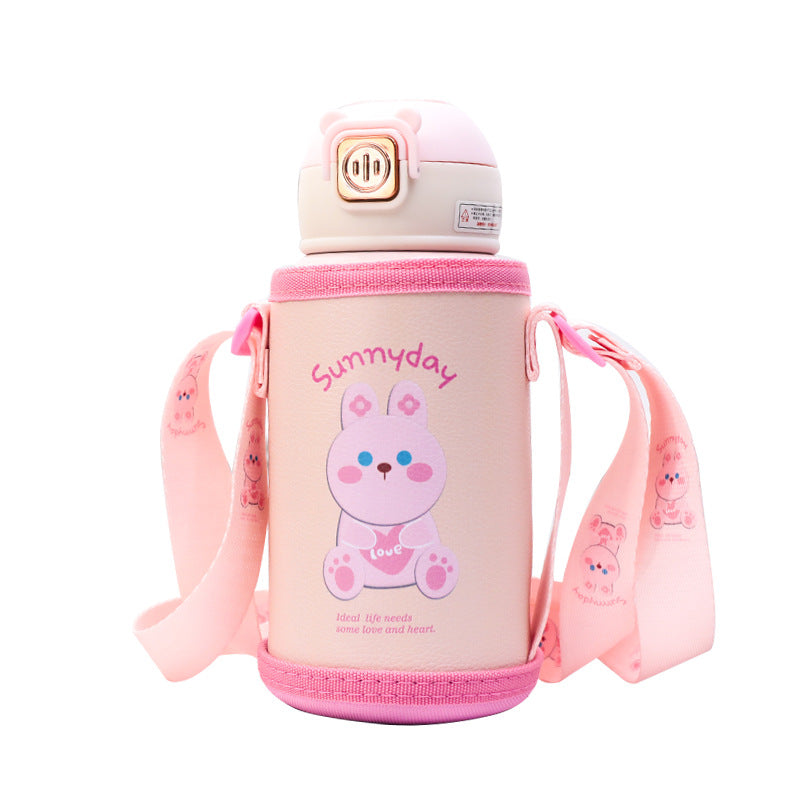 Damen Isolierte Trinkflasche mit niedlichem Tierdesign und praktischem Tragegurt Karnz