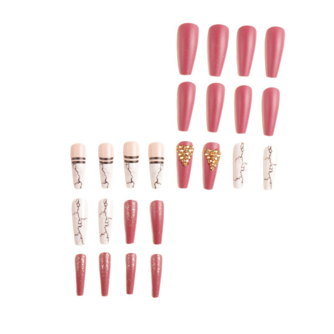 Elegantes Marmormuster Press-On Nagelkunst-Set Karnz