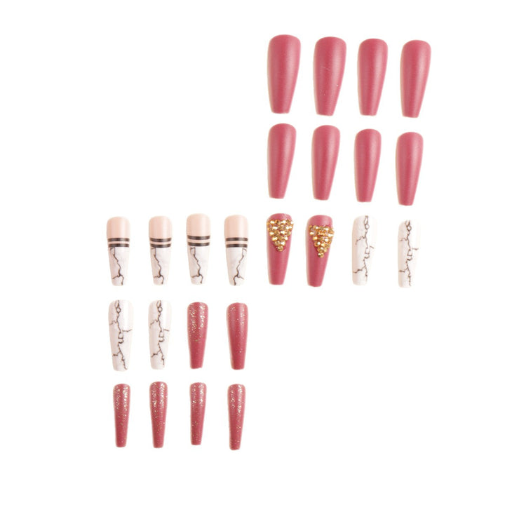 Elegantes Marmormuster Press-On Nagelkunst-Set Karnz
