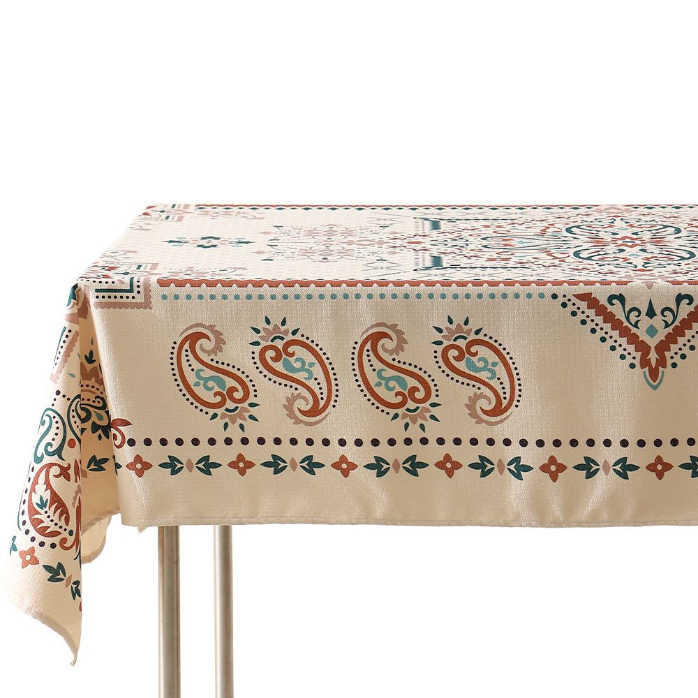 Wasserabweisende rechteckige Tischdecke mit Paisley-Muster und beschichteter Baumwolloptik Karnz