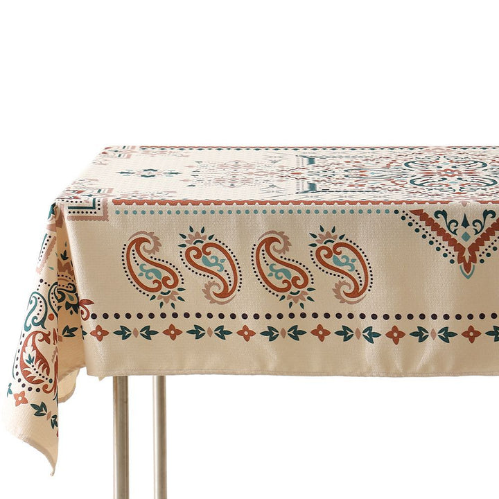 Wasserabweisende rechteckige Tischdecke mit Paisley-Muster und beschichteter Baumwolloptik Karnz