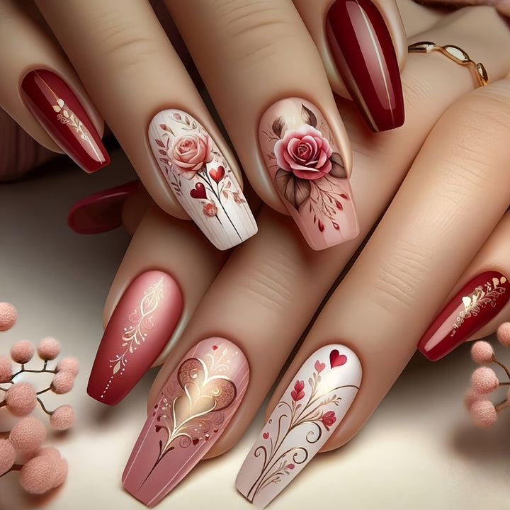 Kunstnägel mit Romantischem Herz-Design Karnz