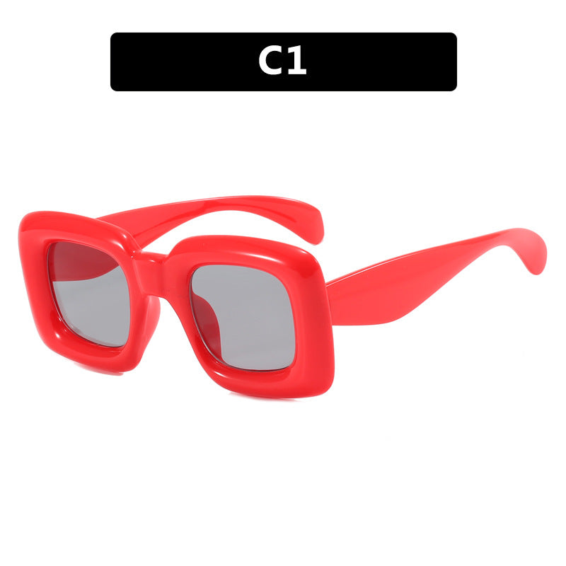Damen stilvolle quadratische Sonnenbrille mit breitem Rahmen Karnz