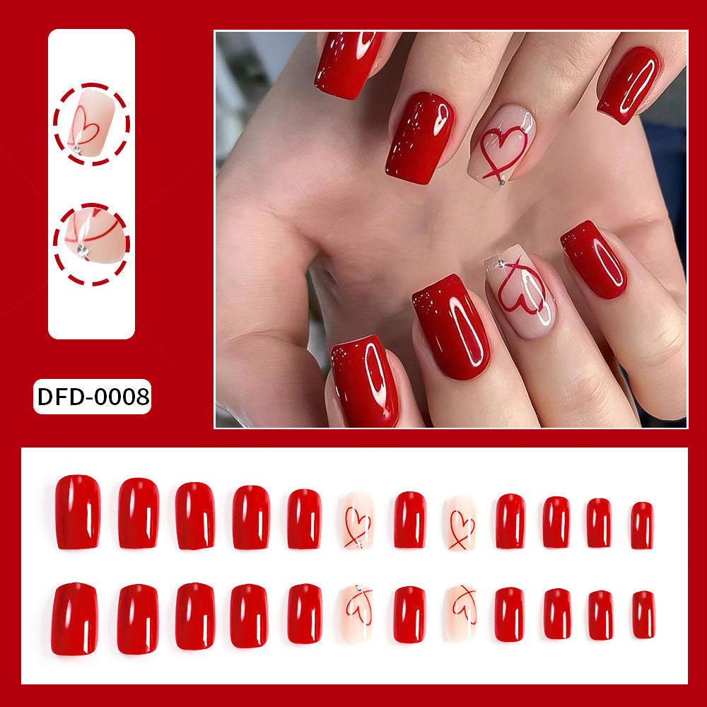 Premium Abstract Heart Press-On Nail Set Karnz