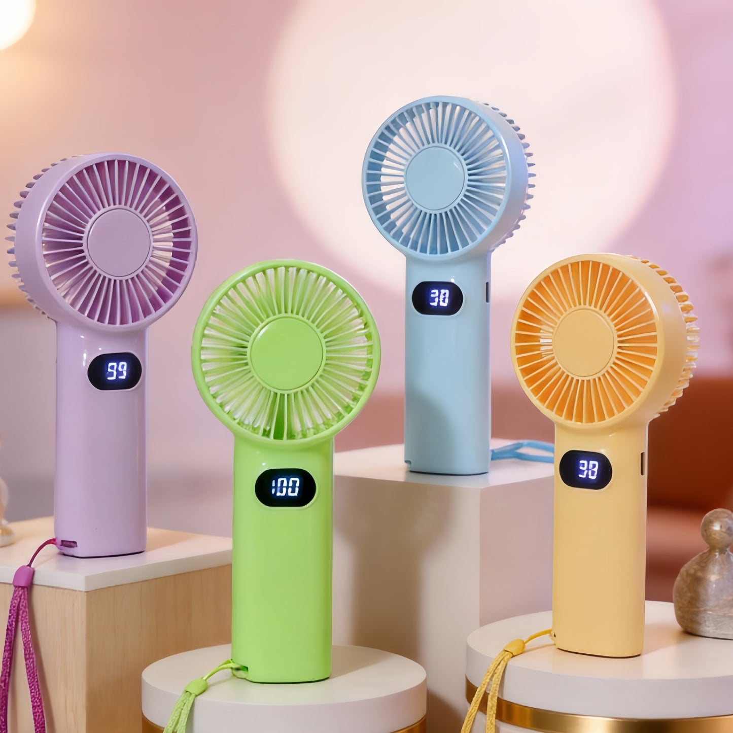 Damen Tragbarer Mini-Handventilator mit LCD-Anzeige Karnz