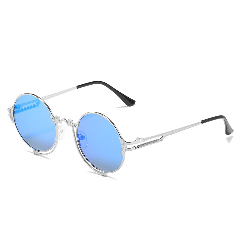 Damen stylische runde Metall-Sonnenbrille mit kunstvollem Designs Karnz