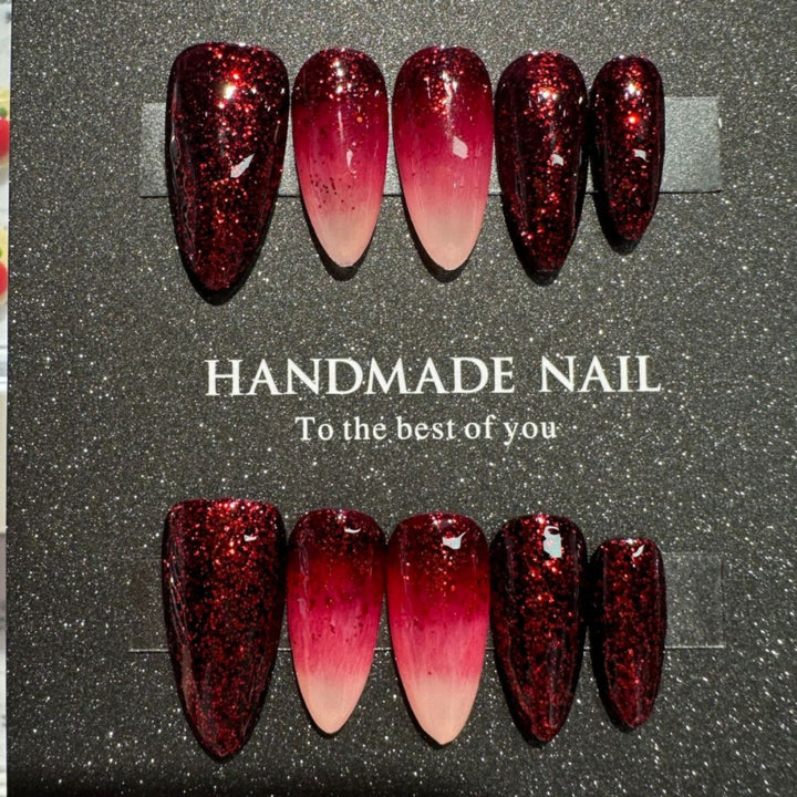 Handgemachte Glitter Ombre Press-On Nägel