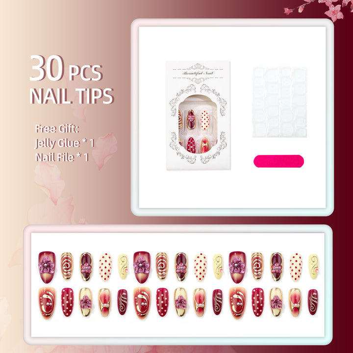 Dekoratives Floral Press-On Nagelkunstset
