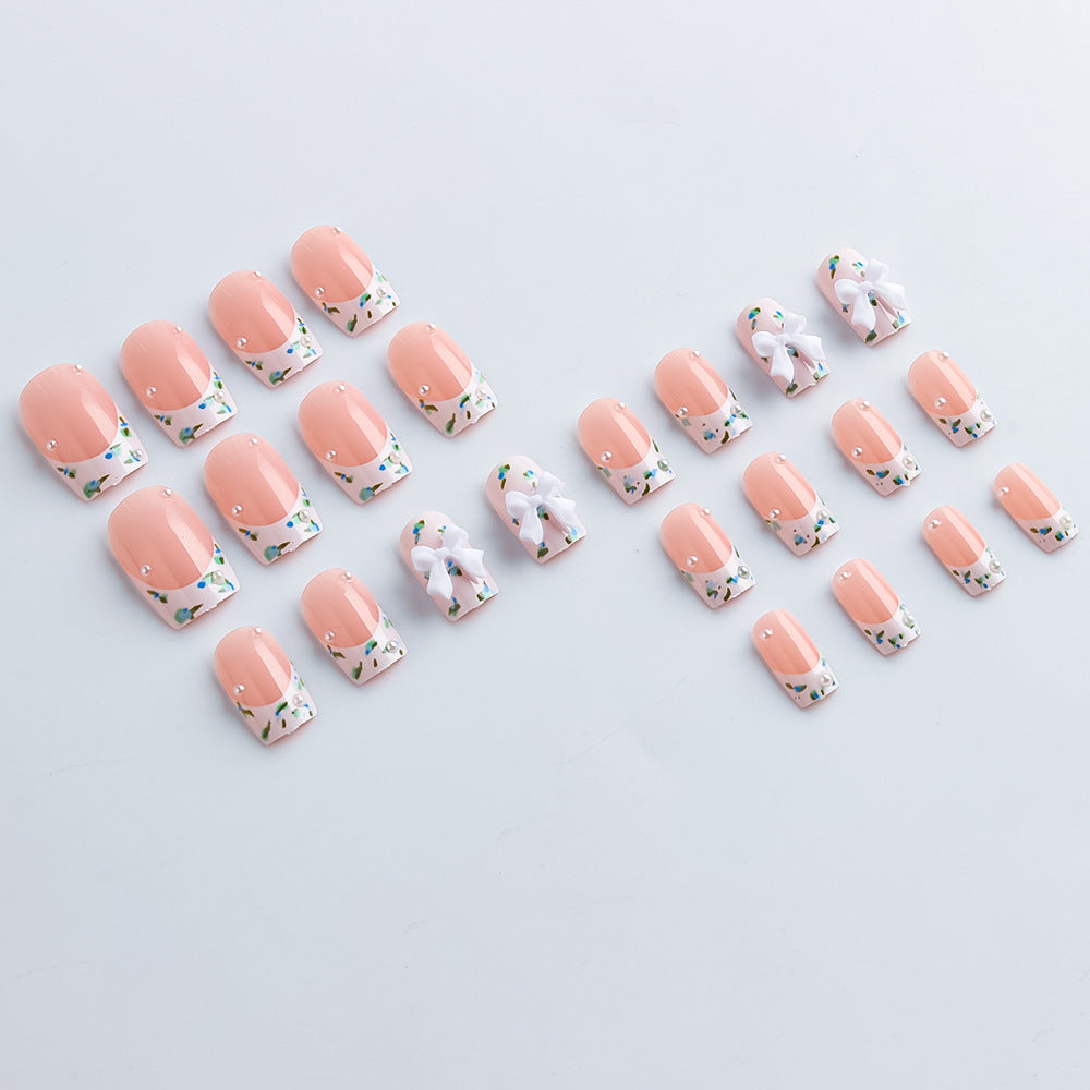 Florale Texturierte Press-On Nagelkunst Karnz